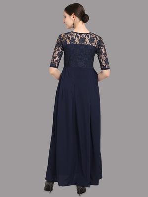 round neck self design maxi dress - 18420518 - Standard Image - 2