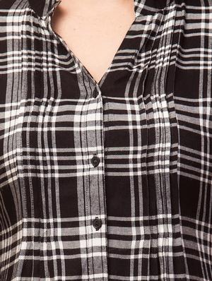mandarin neck checkered tunic - 18421023 - Standard Image - 5