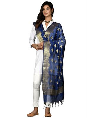 blue chanderi banarasi dupatta - 18421162 - Standard Image - 2