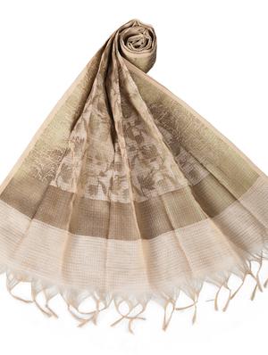 beige chanderi banarasi dupatta - 18421178 - Standard Image - 3