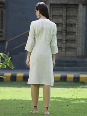 white rayon straight kurta - 18421221 - Standard Image - 3