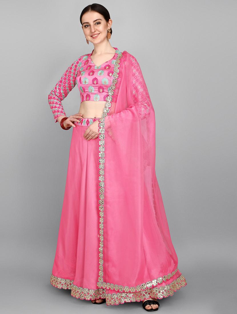 pink organza flared lehenga - 18421462 - Zoom Image - 1
