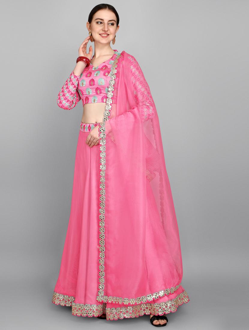 pink organza flared lehenga - 18421462 - Zoom Image - 2