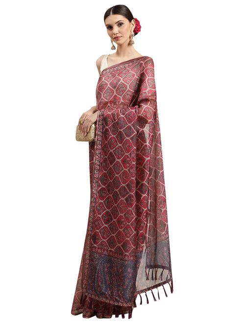 purple art silk printed saree with blouse - 18421656 - Standard Image - 1