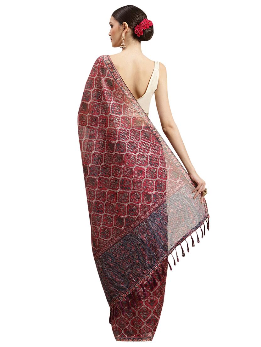 purple art silk printed saree with blouse - 18421656 - Zoom Image - 2