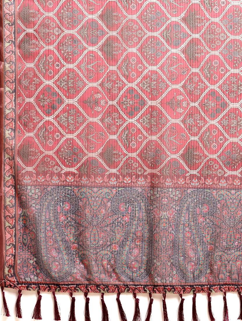 purple art silk printed saree with blouse - 18421656 - Zoom Image - 5