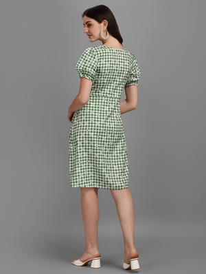v-neck checkered empire line dress - 18421960 - Standard Image - 3
