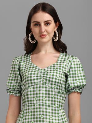v-neck checkered empire line dress - 18421960 - Standard Image - 4