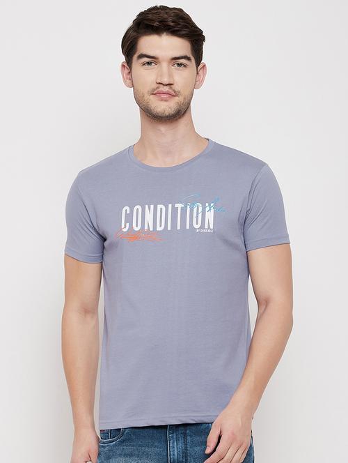 blue chest print t-shirt - 18422176 - Standard Image - 1