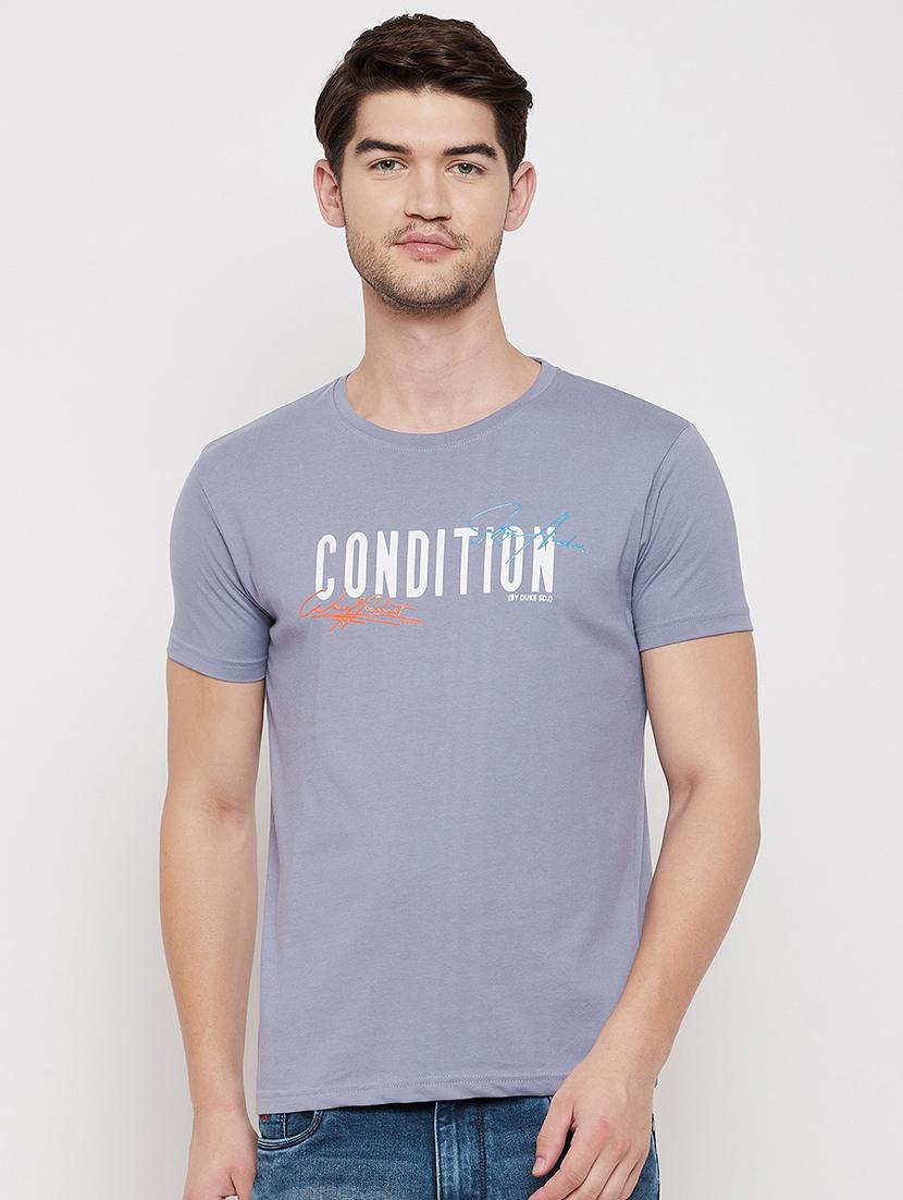 blue chest print t-shirt - 18422176 - Zoom Image - 1