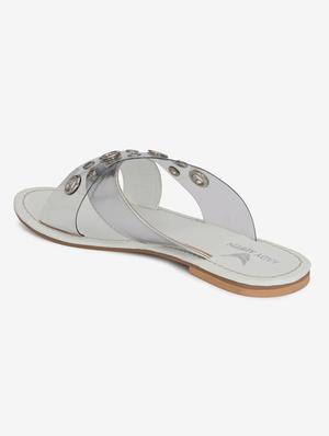 white faux leather flat forms sandals - 18422436 - Standard Image - 3