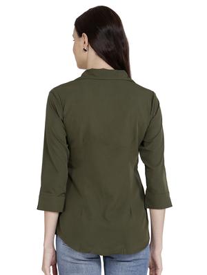 curved hem solid shirt - 18422516 - Standard Image - 3