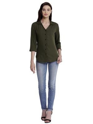 curved hem solid shirt - 18422516 - Standard Image - 4