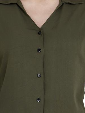 curved hem solid shirt - 18422516 - Standard Image - 5