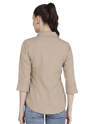 curved hem solid shirt - 18422518 - Standard Image - 3