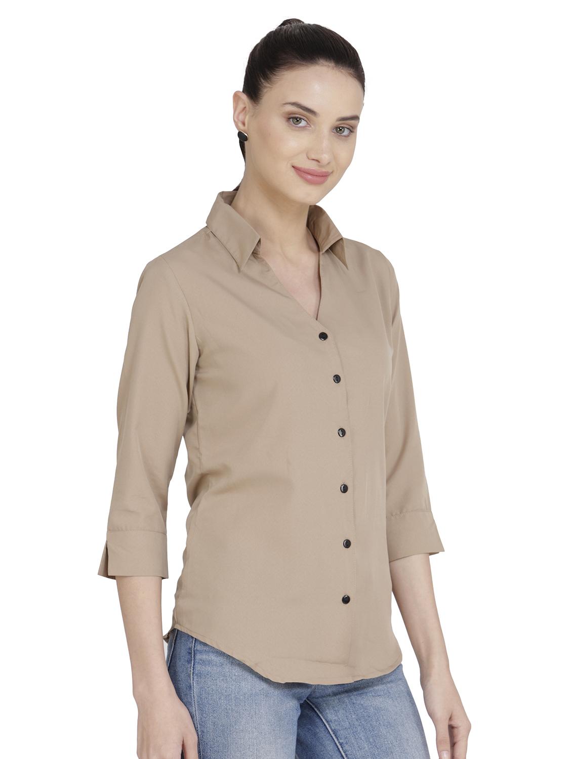 curved hem solid shirt - 18422518 - Zoom Image - 2