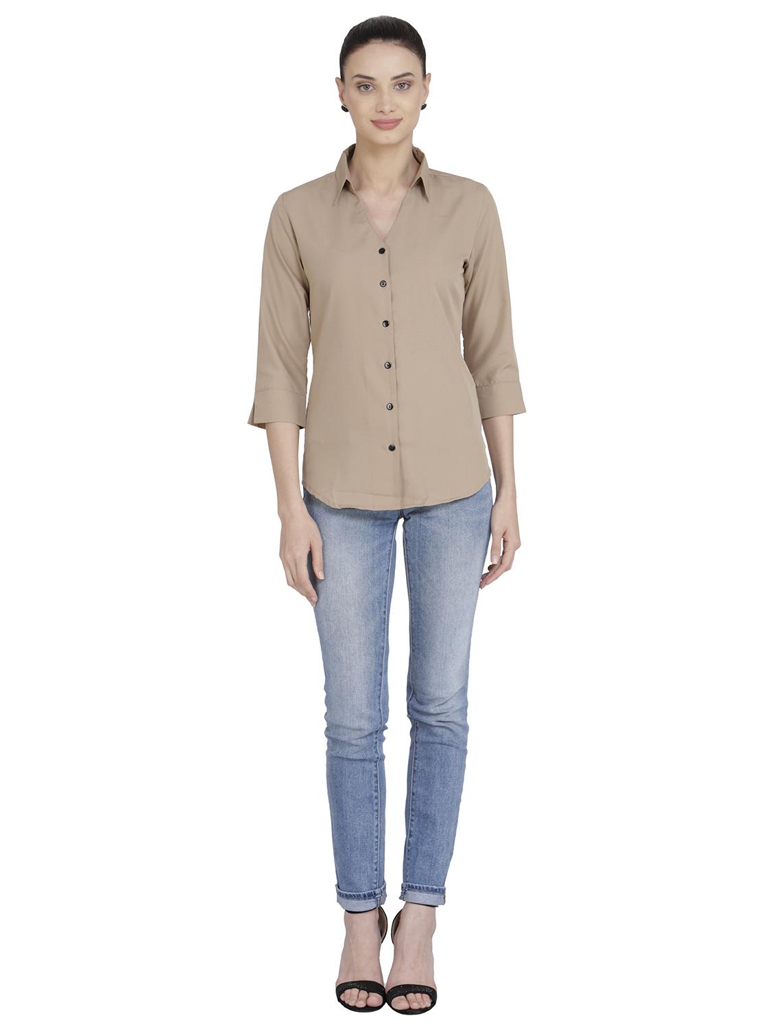 curved hem solid shirt - 18422518 - Zoom Image - 4