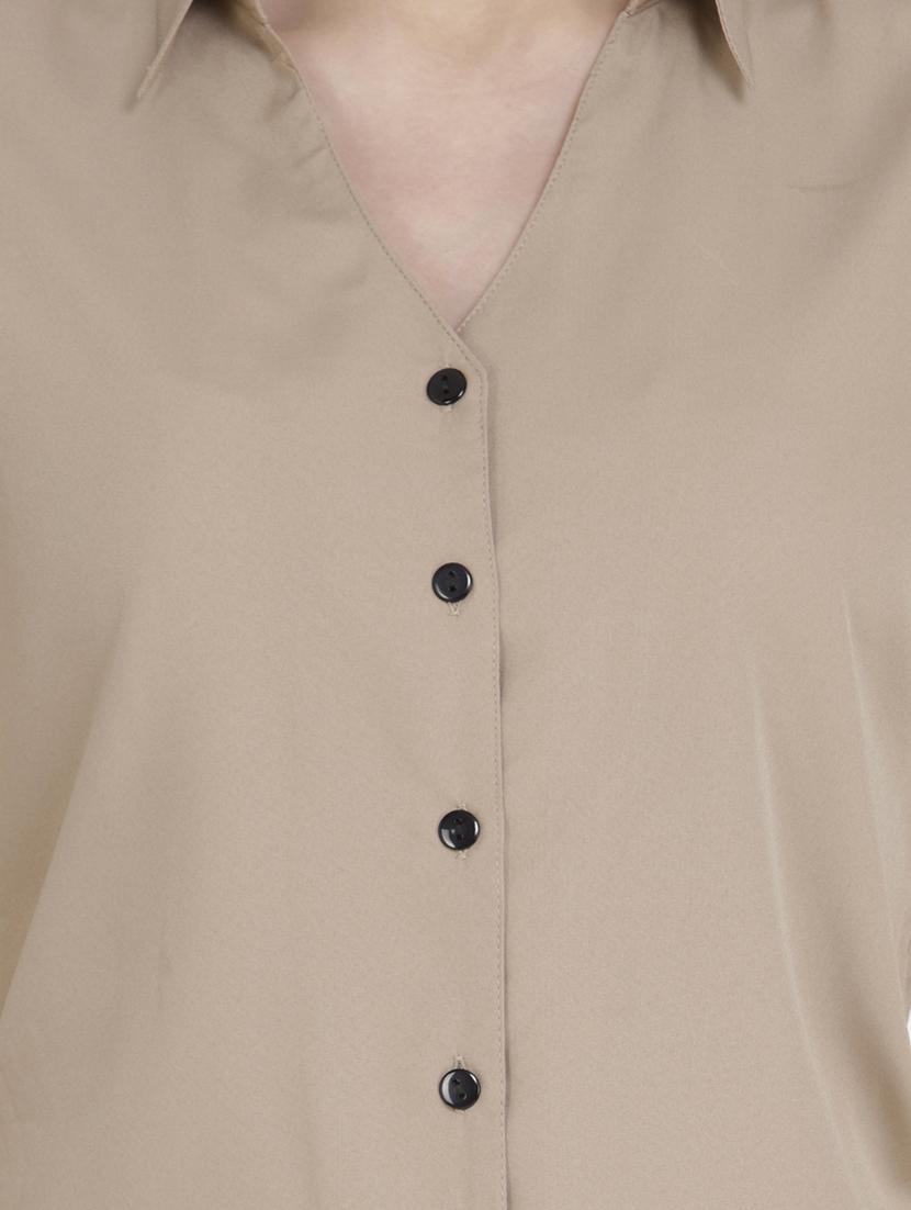 curved hem solid shirt - 18422518 - Zoom Image - 5