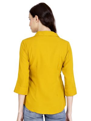 curved hem solid shirt - 18422520 - Standard Image - 3