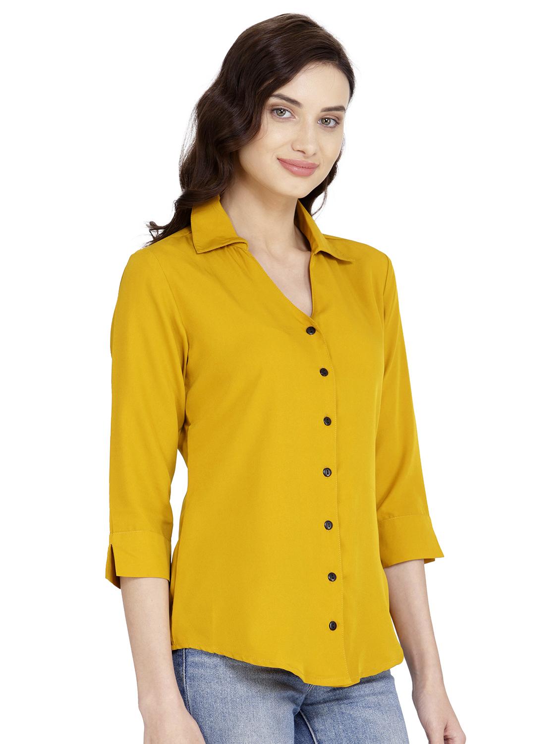 curved hem solid shirt - 18422520 - Zoom Image - 2
