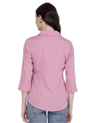 curved hem solid shirt - 18422521 - Standard Image - 3