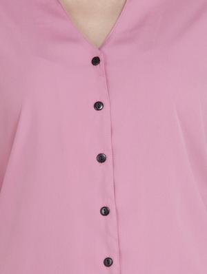 curved hem solid shirt - 18422521 - Standard Image - 5