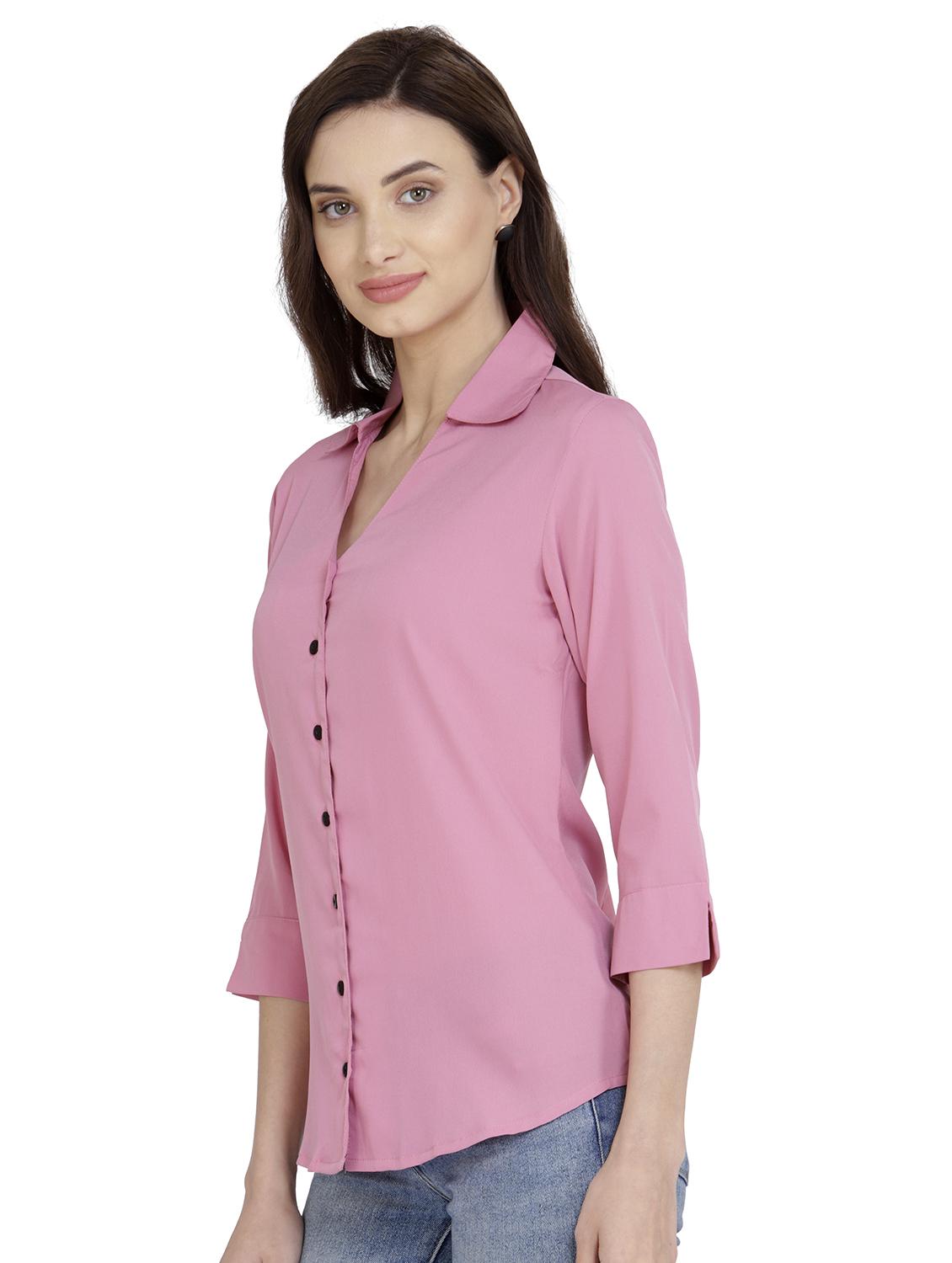 curved hem solid shirt - 18422521 - Zoom Image - 2