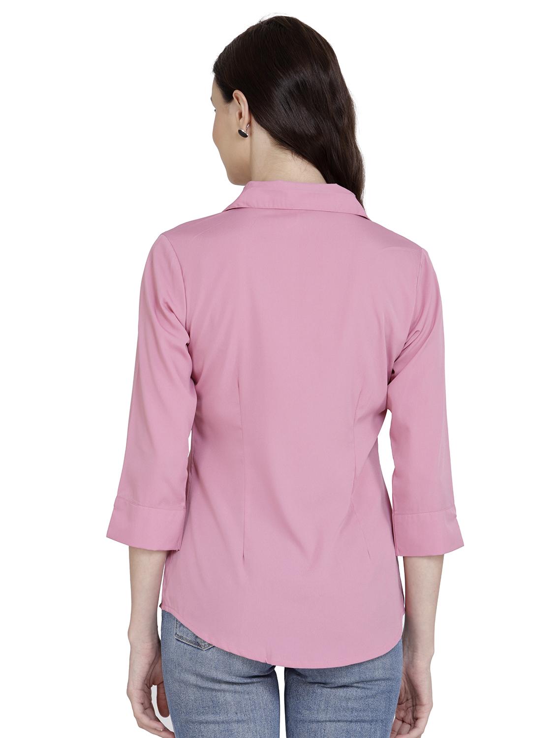curved hem solid shirt - 18422521 - Zoom Image - 3