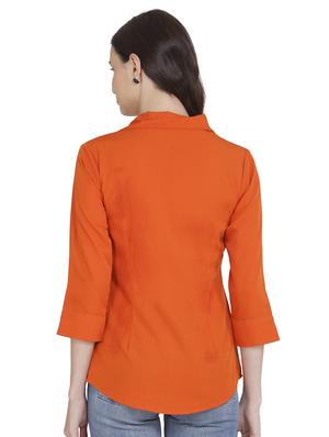 curved hem solid shirt - 18422522 - Standard Image - 3