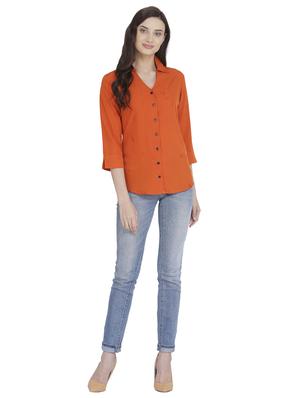 curved hem solid shirt - 18422522 - Standard Image - 4