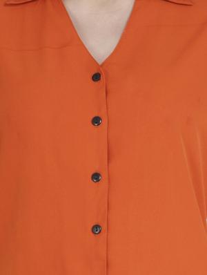 curved hem solid shirt - 18422522 - Standard Image - 5