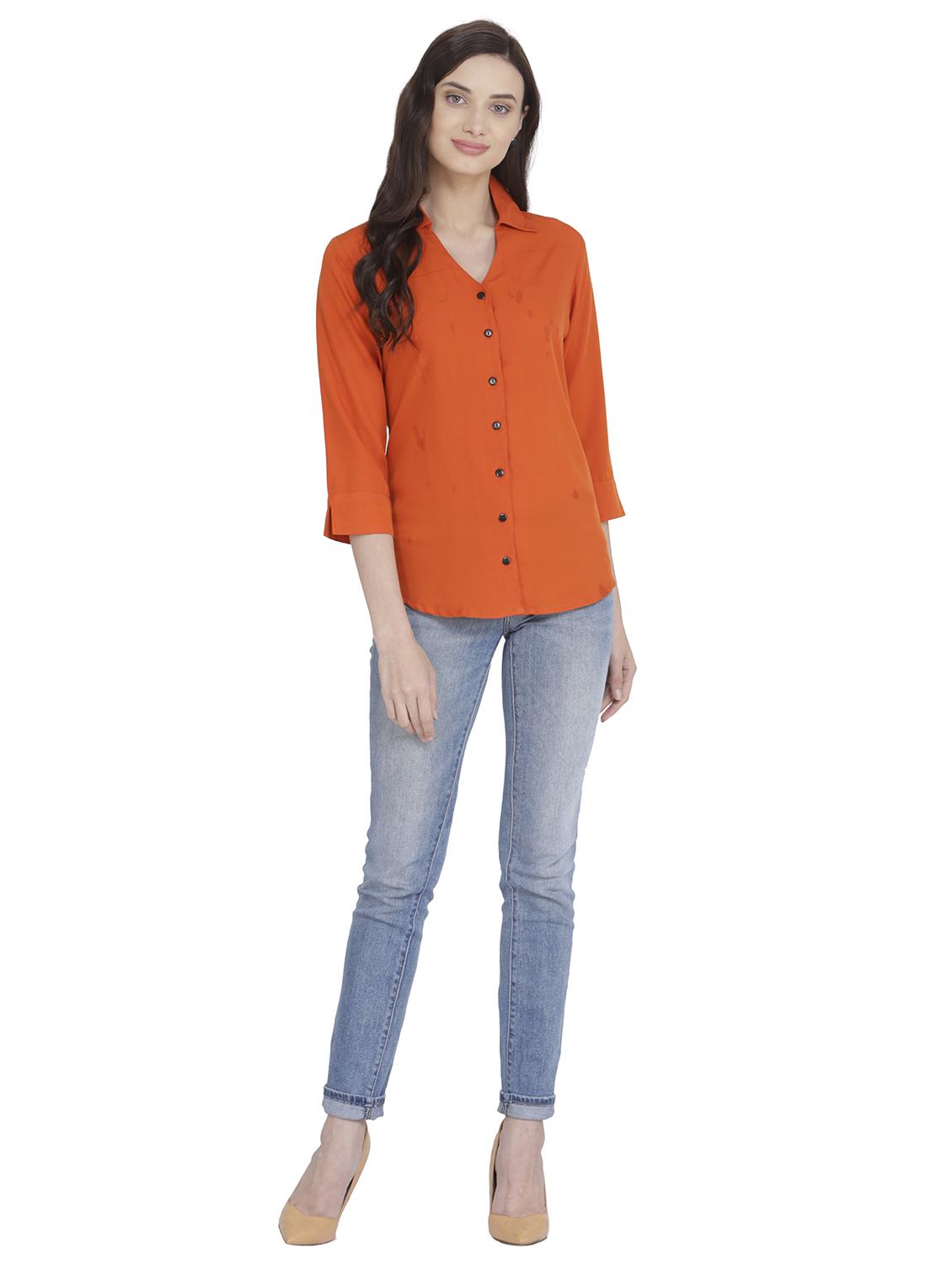 curved hem solid shirt - 18422522 - Zoom Image - 4