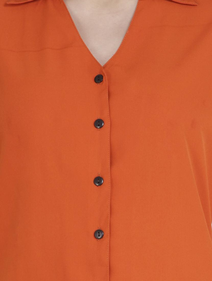 curved hem solid shirt - 18422522 - Zoom Image - 5