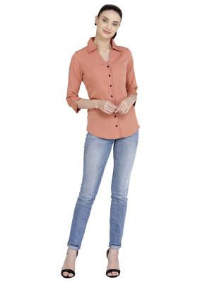 curved hem solid shirt - 18422523 - Standard Image - 4