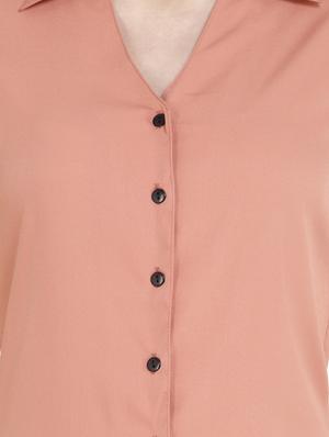 curved hem solid shirt - 18422523 - Standard Image - 5