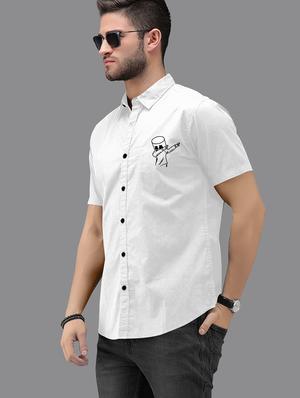 white chest-printed casual shirt - 18422555 - Standard Image - 2