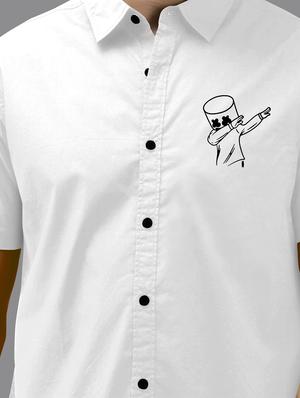 white chest-printed casual shirt - 18422555 - Standard Image - 5