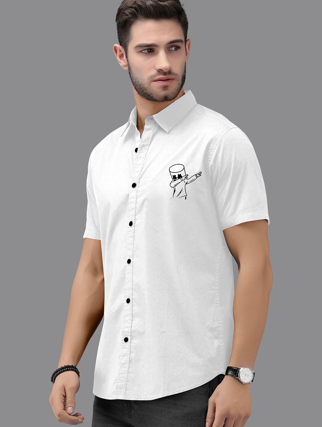 white chest-printed casual shirt - 18422555 - Zoom Image - 1
