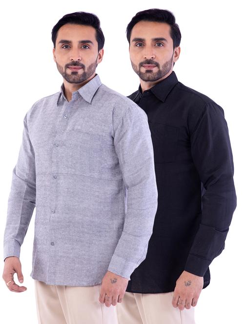 set of 2 solid casual shirt - 18423046 - Standard Image - 1