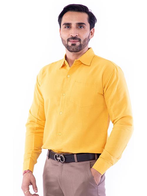 yellow solid formal shirt - 18423351 - Standard Image - 1