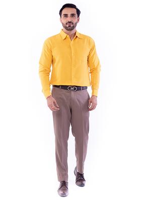 yellow solid formal shirt - 18423351 - Standard Image - 3