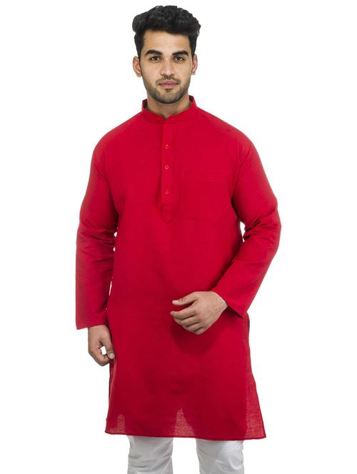 red solid kurta - 18423455 - Standard Image - 1