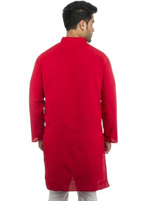 red solid kurta - 18423455 - Standard Image - 3