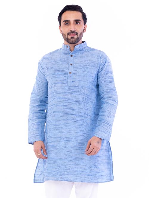 light blue melange medium kurta - 18423466 - Very Small Image - 1