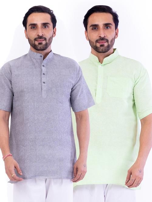 set of 2 solid short kurta - 18423539 - Standard Image - 1