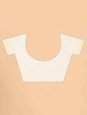 white cotton blend woven saree with blouse - 18423751 - Standard Image - 3