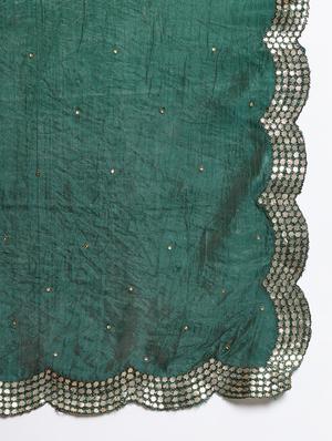 green silk blend embroidered dupatta - 18423805 - Standard Image - 5