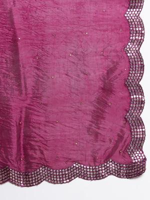 burgundy silk blend embroidered dupatta - 18423808 - Standard Image - 5