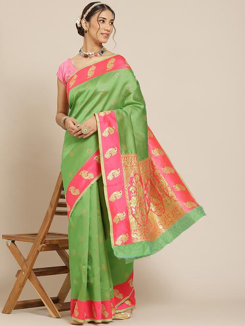 jacquard work woven saree with blouse - 18423929 - Standard Image - 1