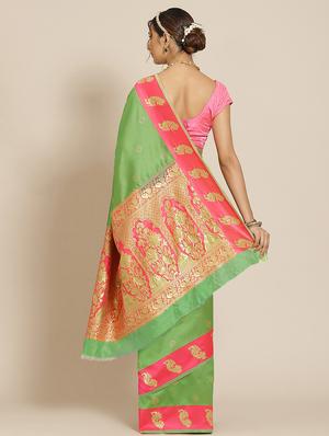 jacquard work woven saree with blouse - 18423929 - Standard Image - 2